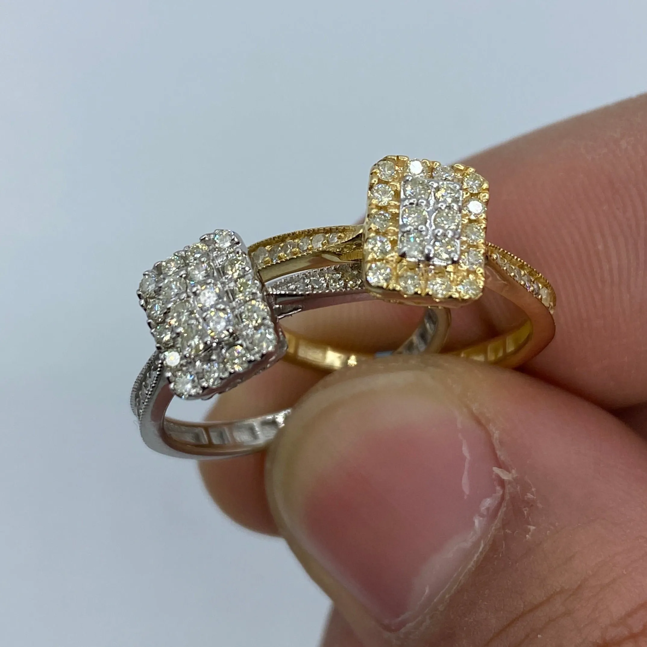 14K Rectangle Diamond Engagement Ring