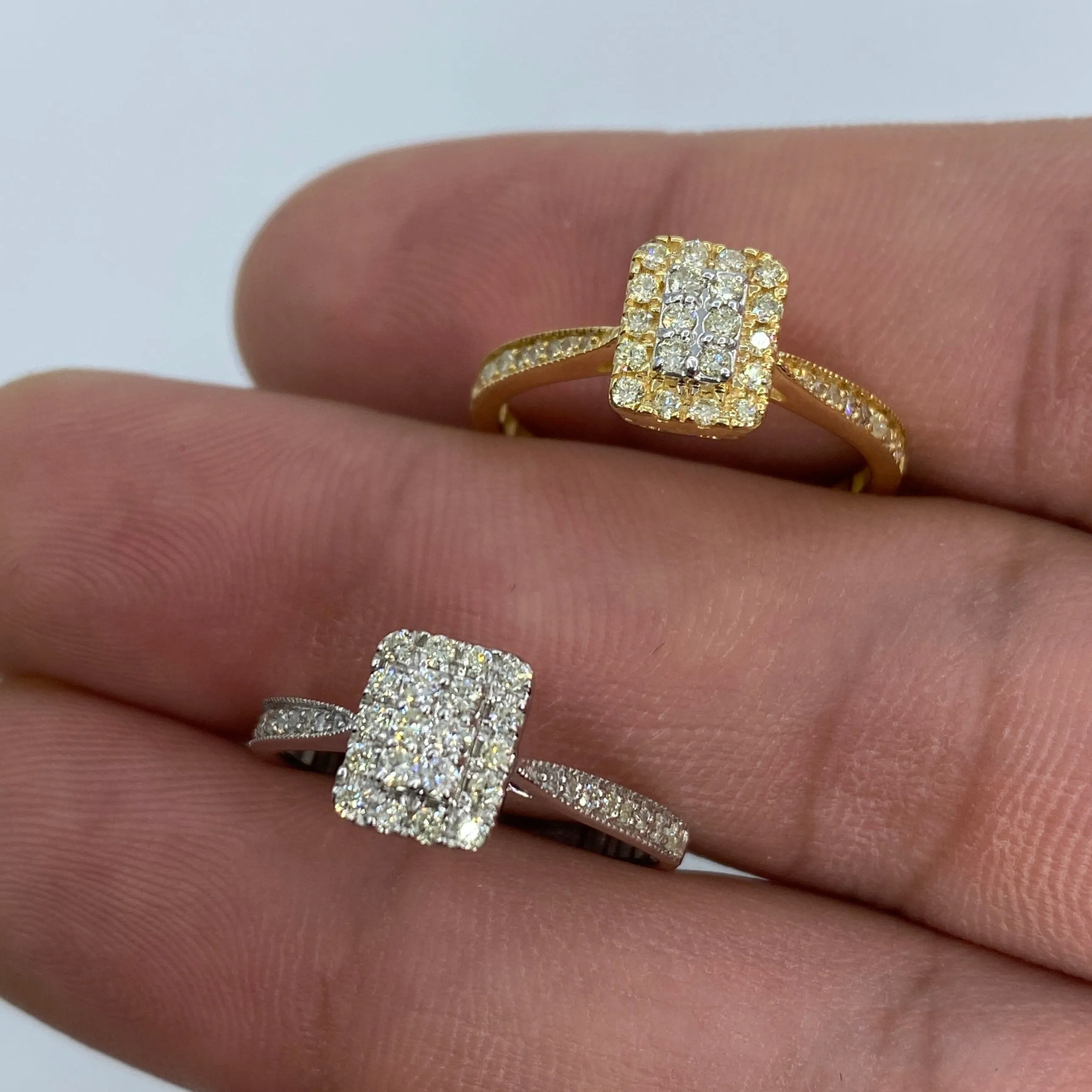 14K Rectangle Diamond Engagement Ring