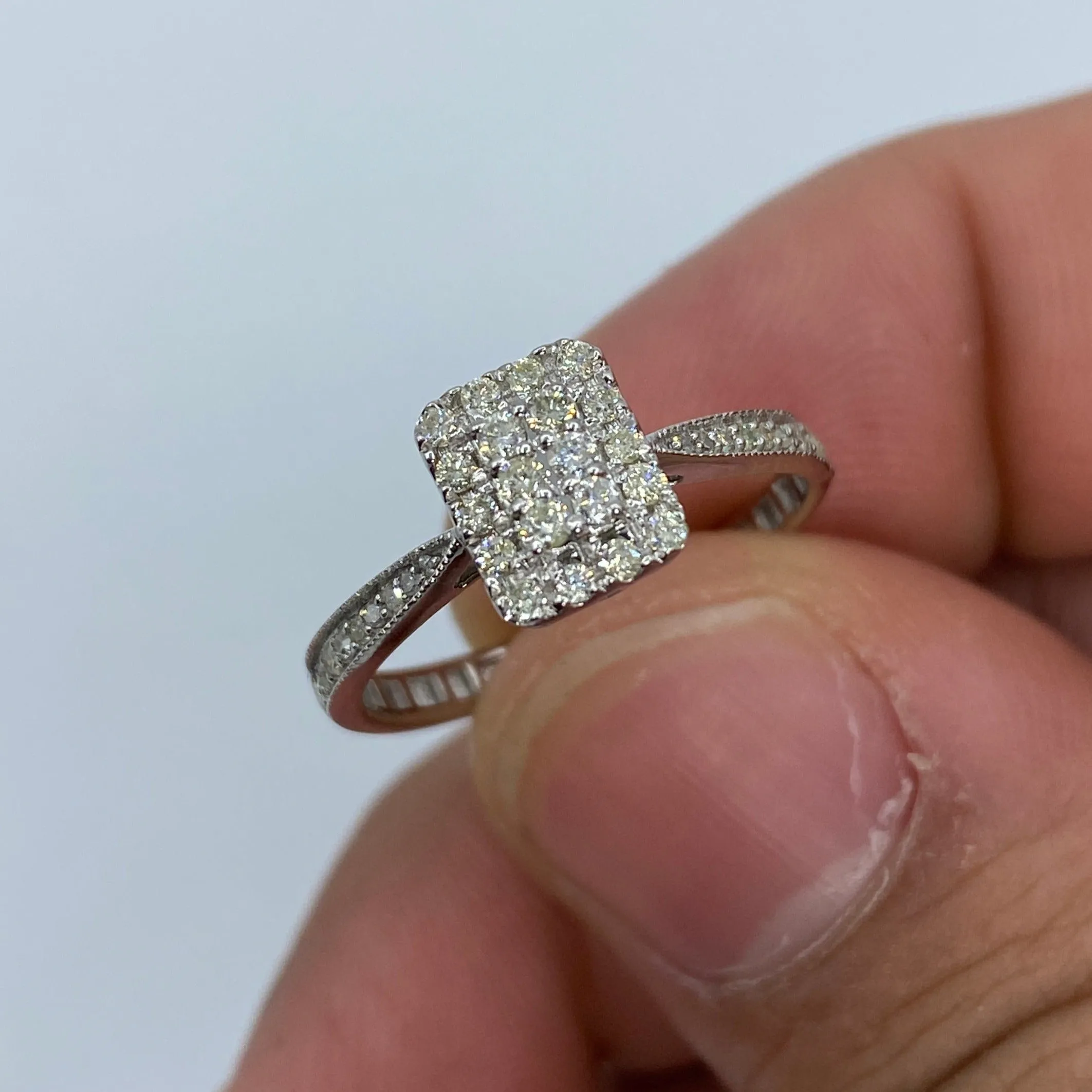 14K Rectangle Diamond Engagement Ring