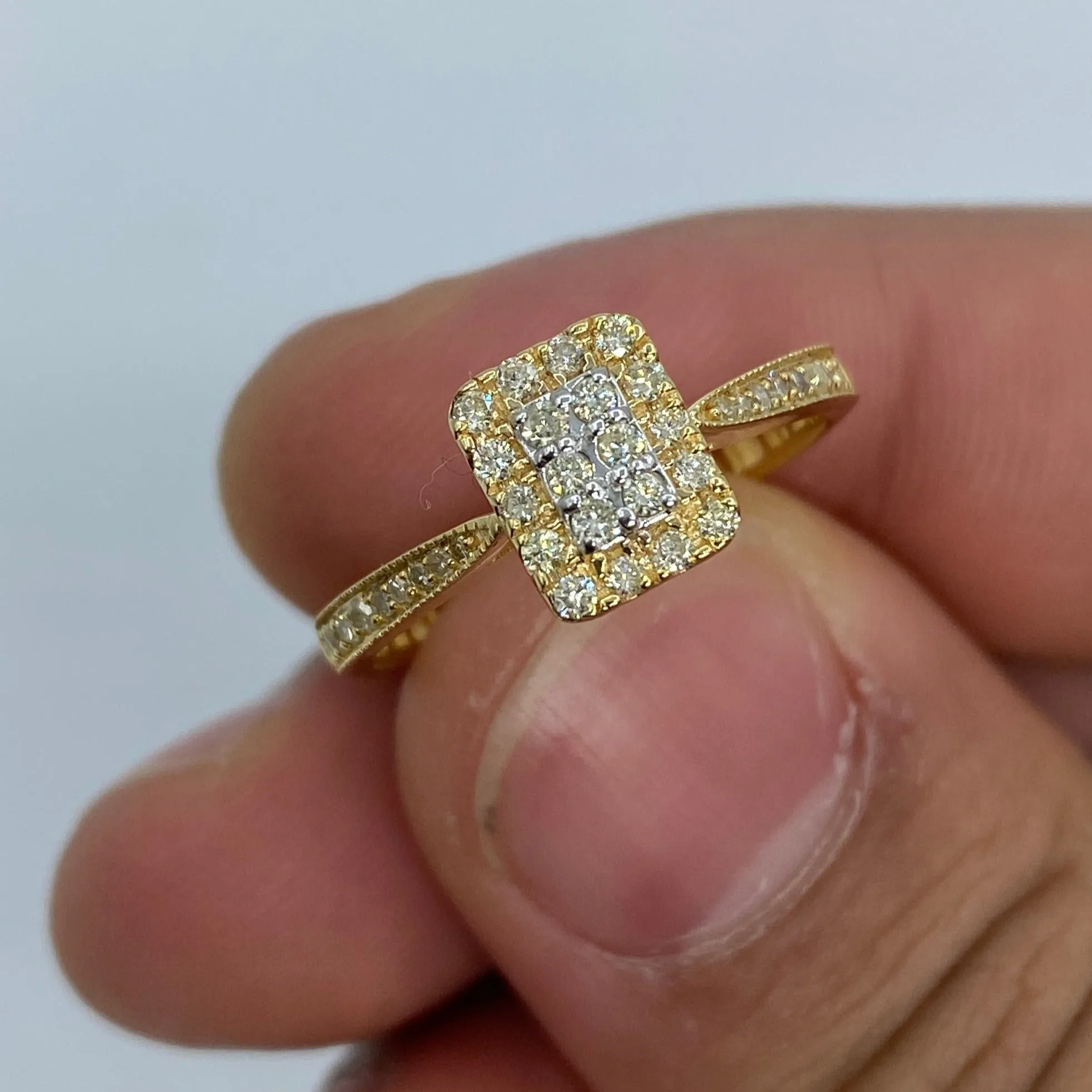 14K Rectangle Diamond Engagement Ring