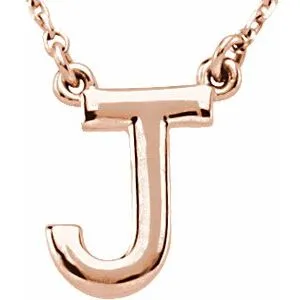 14K Rose Block Initial J 16" Necklace