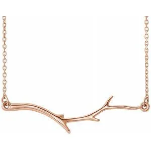 14K Rose Branch Bar 16-18" Necklace
