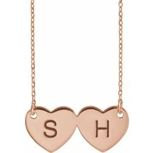 14K Rose Double Heart 17" Necklace