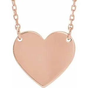 14K Rose Engravable 12x11 mm  Heart 16-18" Necklace