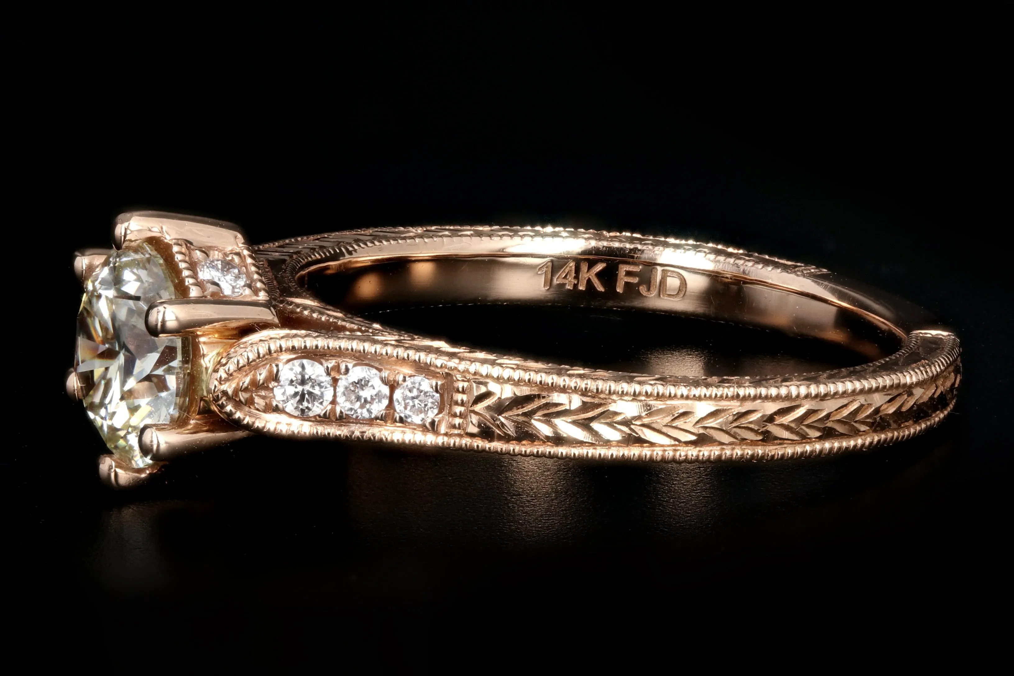 14K Rose Gold .89 Carat Diamond Engagement Ring
