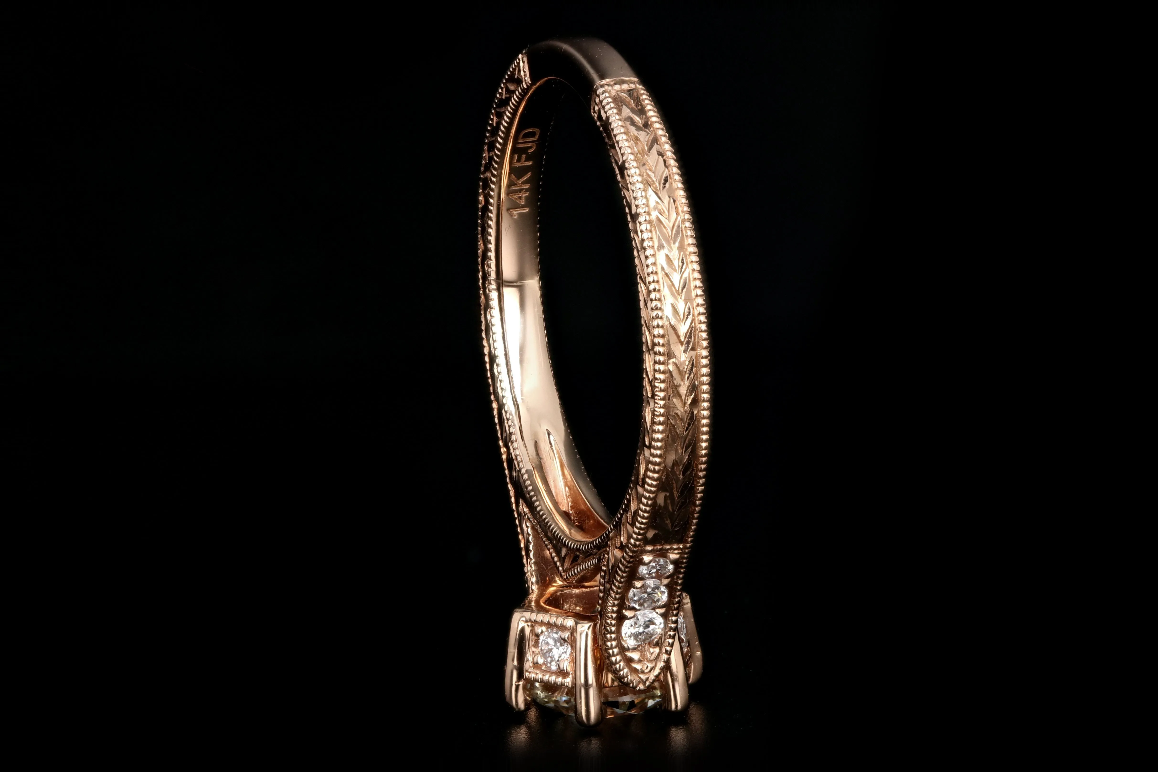14K Rose Gold .89 Carat Diamond Engagement Ring