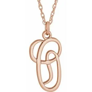 14K Rose Gold-Plated Sterling Silver Script Initial O 16-18" Necklace