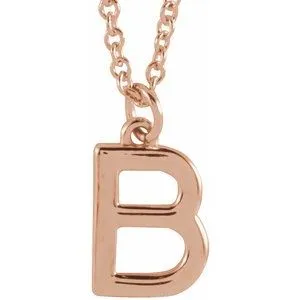 14K Rose Initial B Dangle 18" Necklace