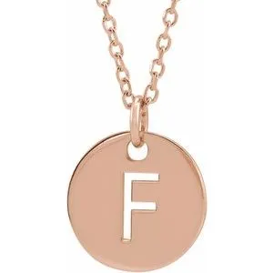 14K Rose Initial F 16-18" Necklace
