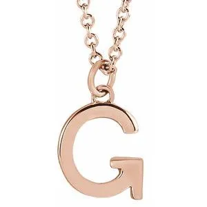 14K Rose Initial G Dangle 16" Necklace