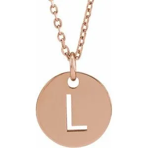 14K Rose Initial L 16-18" Necklace