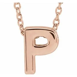 14K Rose Initial P Slide Pendant 16-18" Necklace