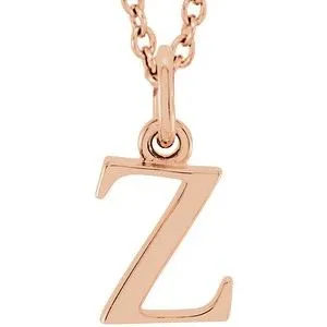 14K Rose Lowercase Initial z 16" Necklace