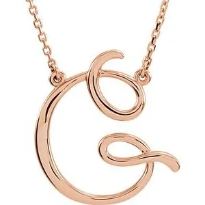 14K Rose Script Initial G 16" Necklace