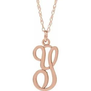 14K Rose Script Initial Y 16-18" Necklace