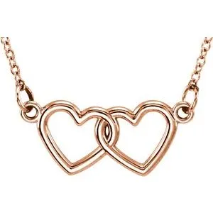 14K Rose Tiny Posh® Double Heart 16-18" Necklace