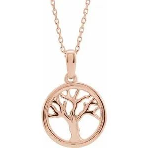 14K Rose Tree of Life 16-18" Necklace