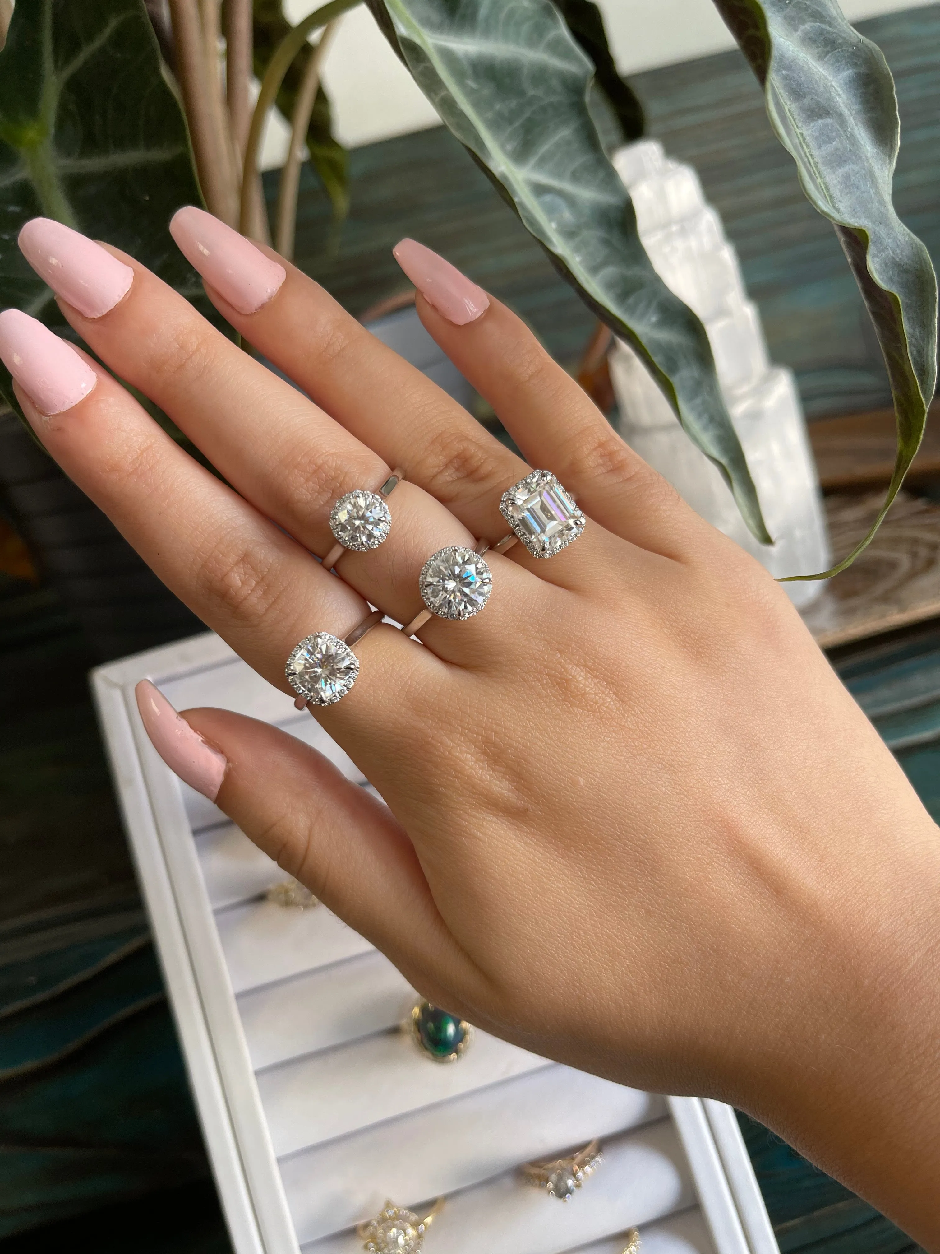 14K Solid Mini Sphere Moissanite Ring