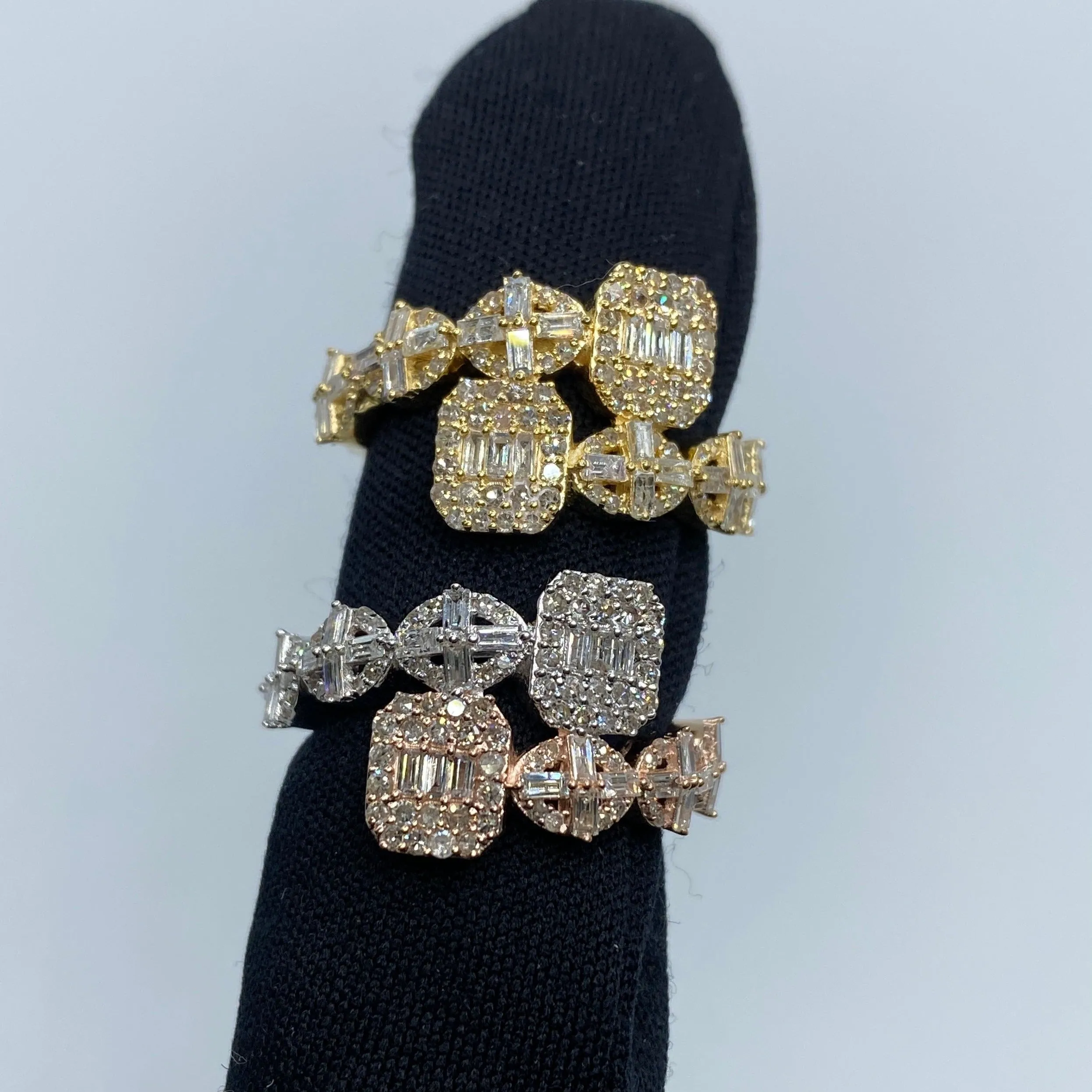14K Spiritual Bangle Diamond Baguette Ring