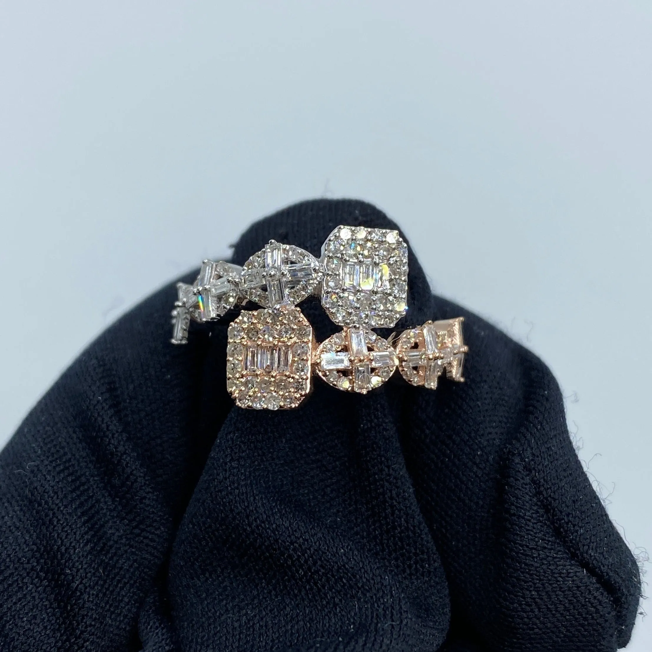 14K Spiritual Bangle Diamond Baguette Ring