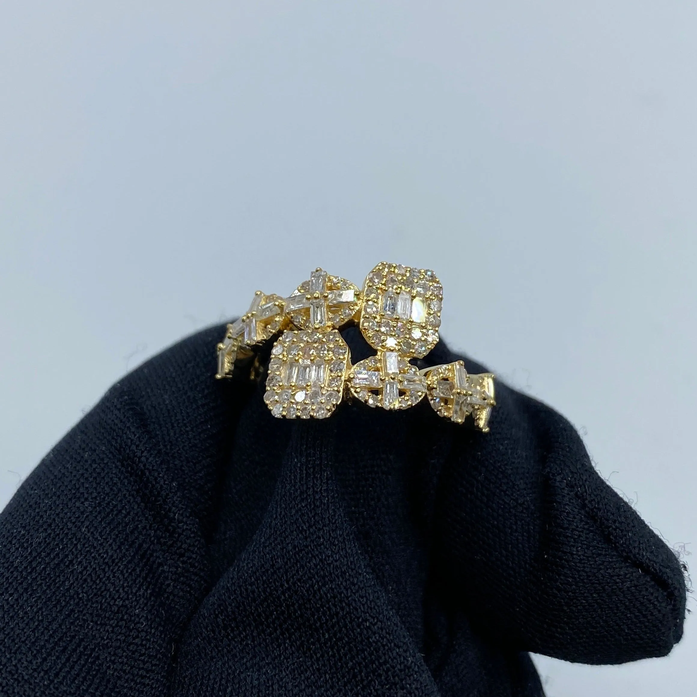 14K Spiritual Bangle Diamond Baguette Ring