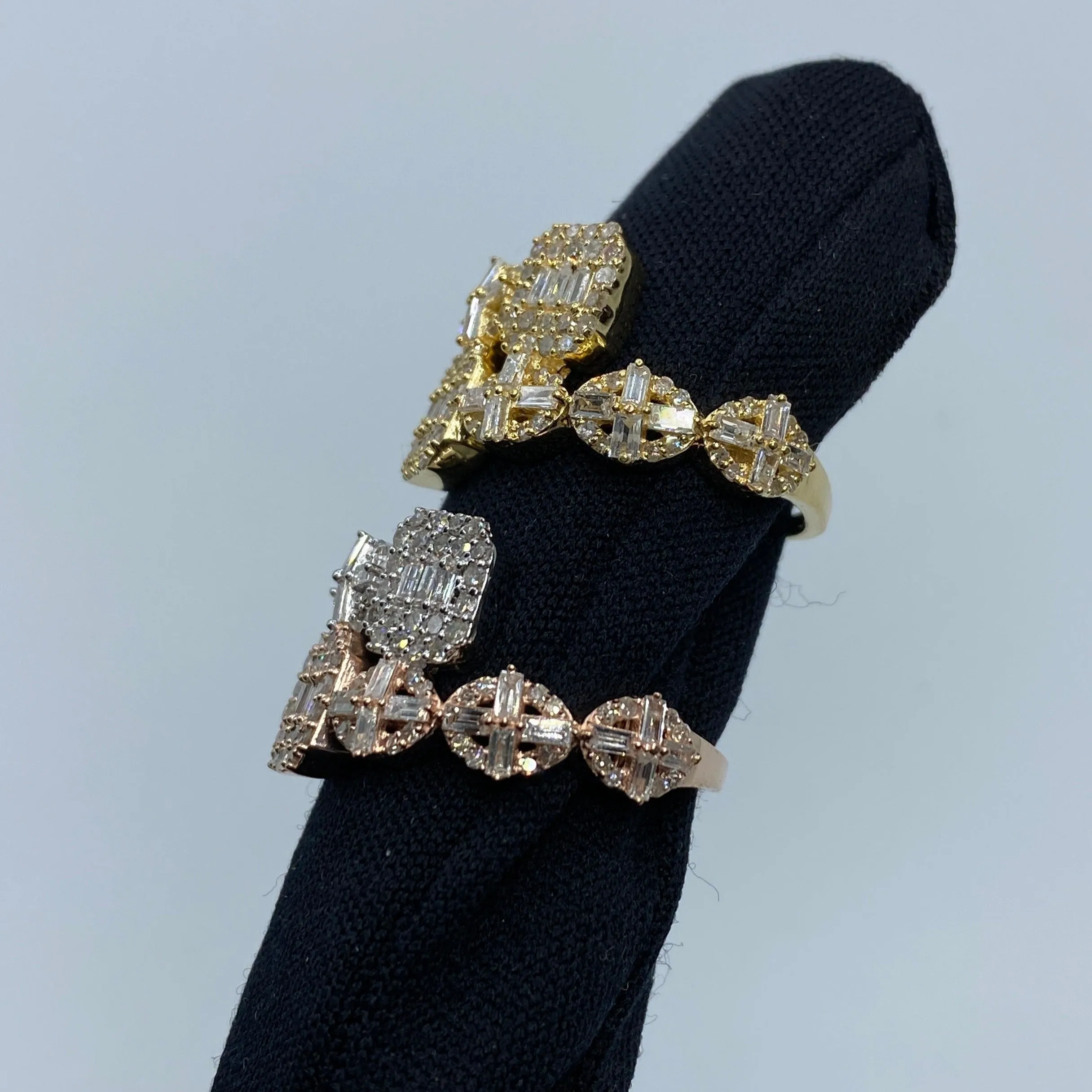 14K Spiritual Bangle Diamond Baguette Ring
