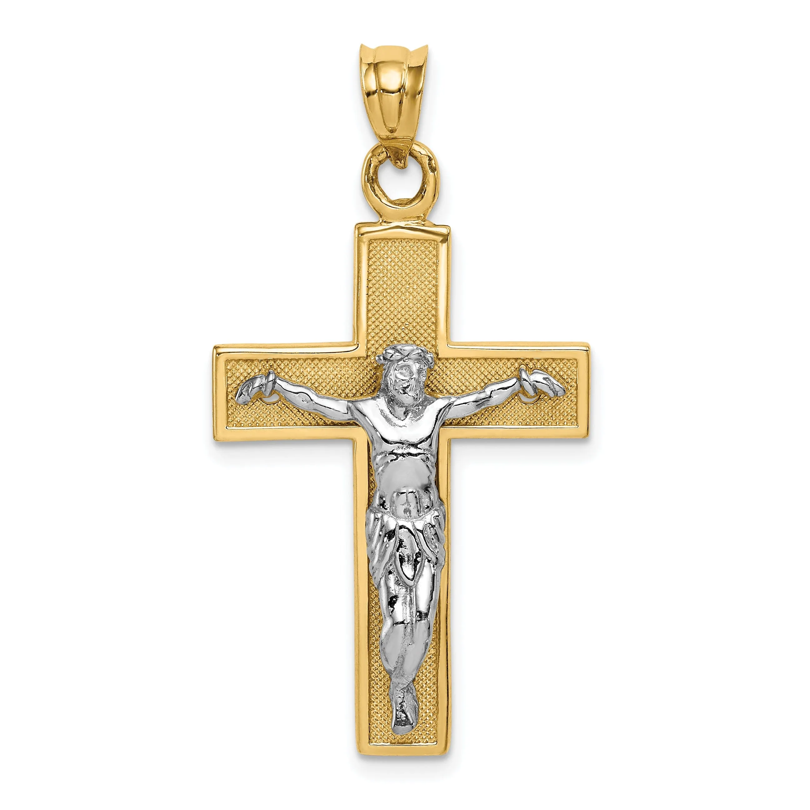 14k Two-tone Gold Crucifix Pendant