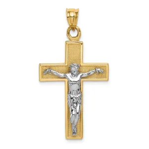 14k Two-tone Gold Crucifix Pendant