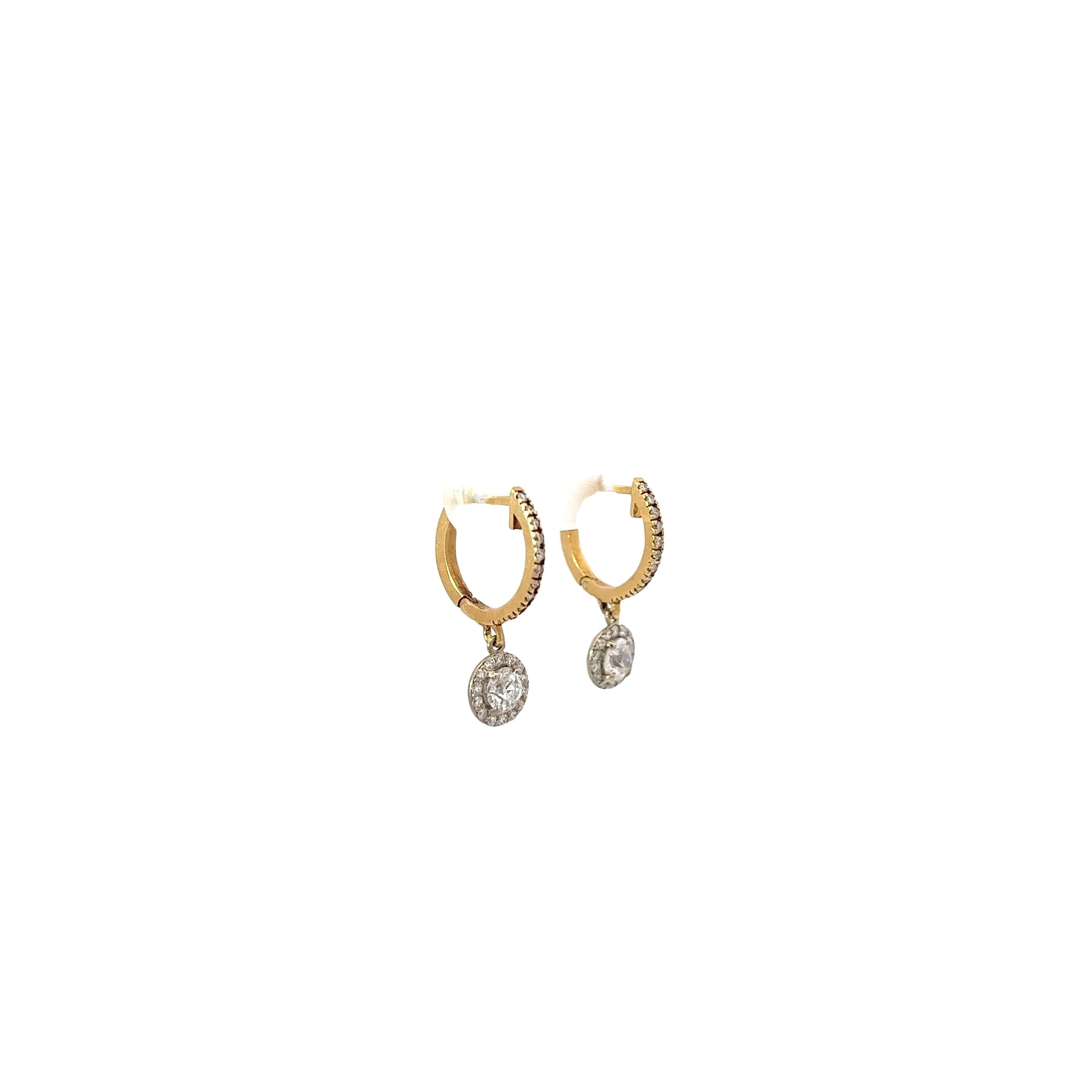 14k Two Toned 1.00ct F VS2 Round Diamond Drop Earrings