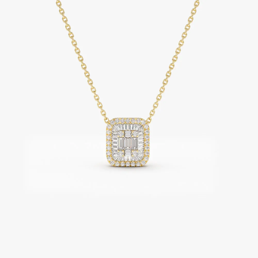 14k Unique Baguette Diamond Statement Necklace