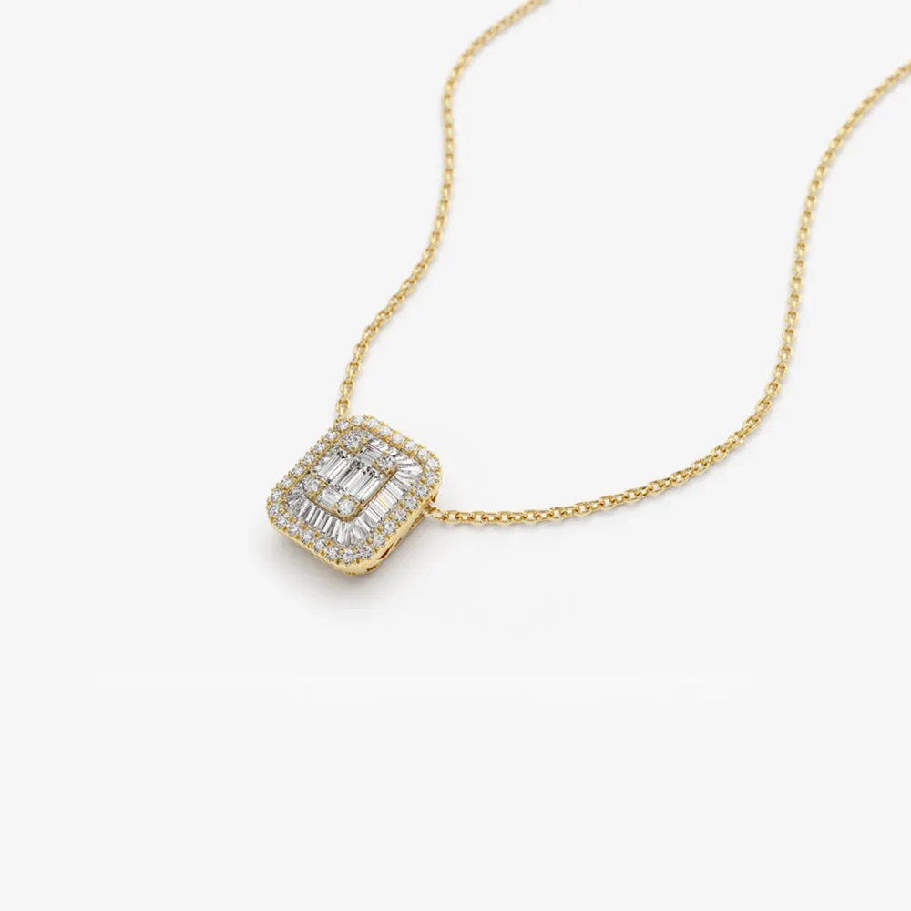 14k Unique Baguette Diamond Statement Necklace