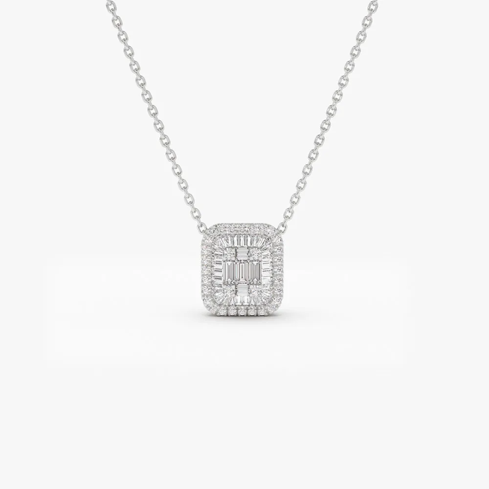 14k Unique Baguette Diamond Statement Necklace