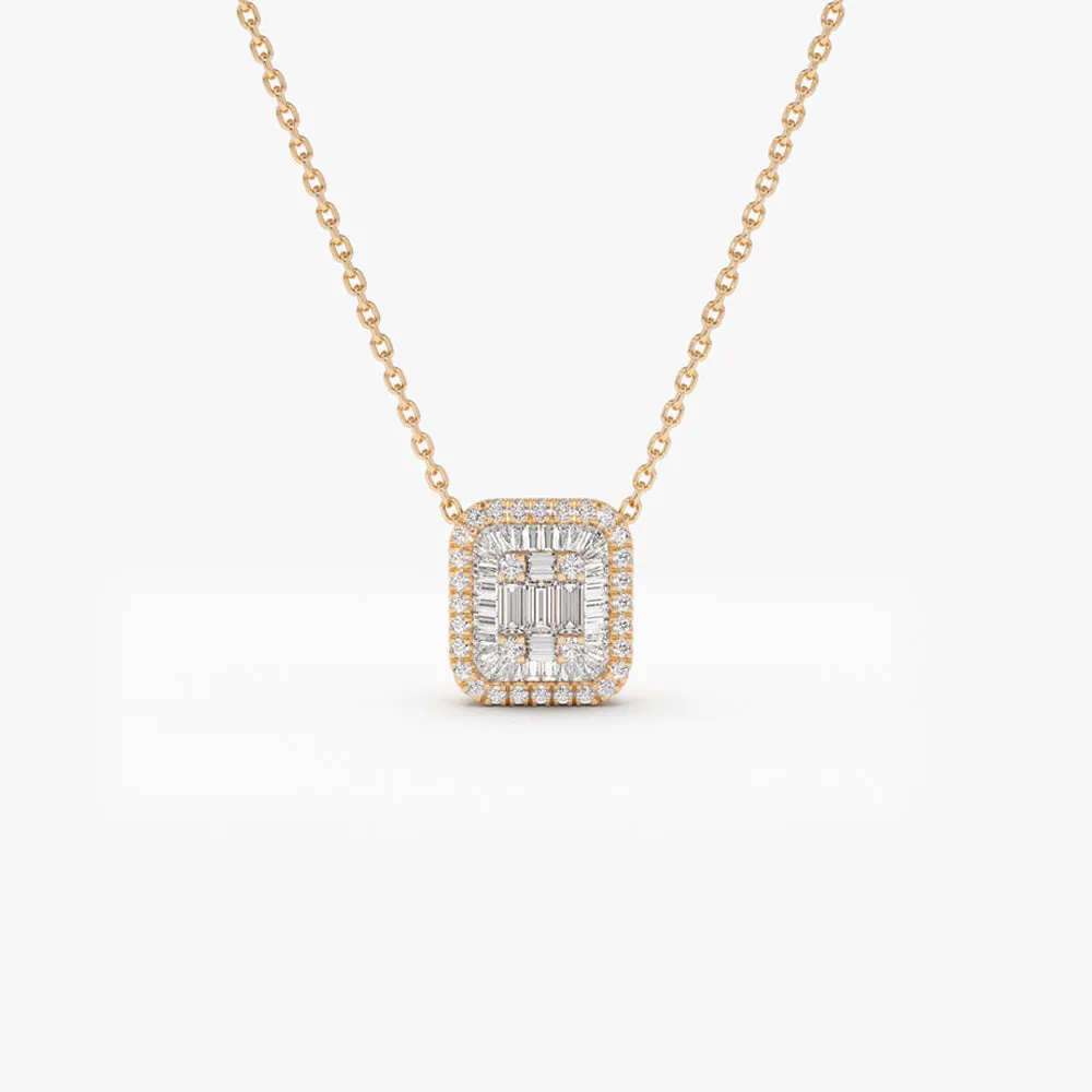 14k Unique Baguette Diamond Statement Necklace