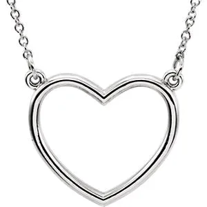14K White 15.75x17 mm Heart 16" Necklace
