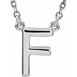 14K White Block Initial F 16" Necklace