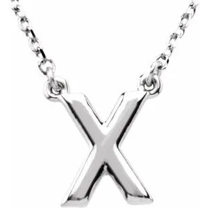 14K White Block Initial X 16" Necklace