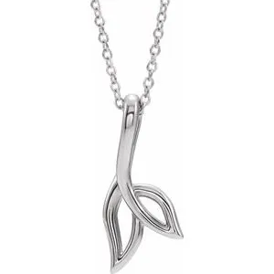 14K White Freeform 16-18" Leaf Necklace