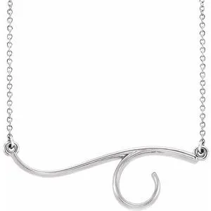 14K White Freeform Bar 16" Necklace
