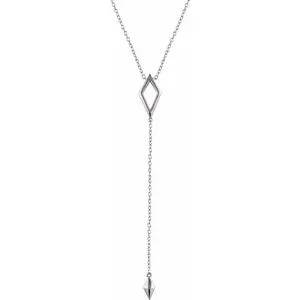 14K White Geometric Y 16-18" Necklace