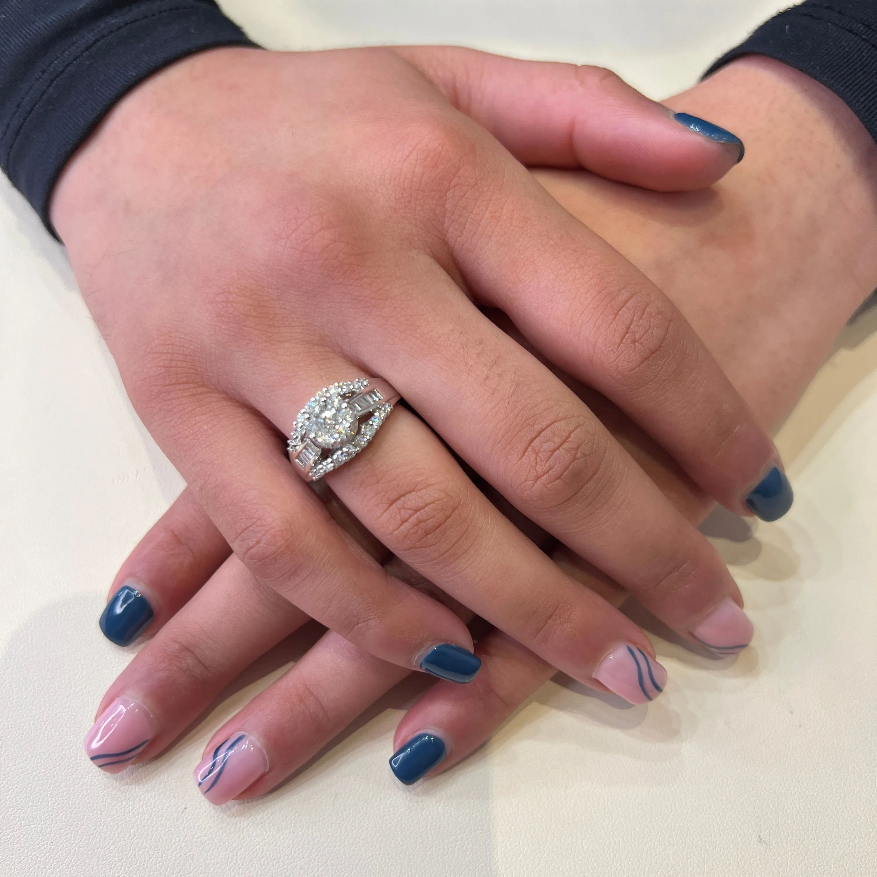 14K White Gold (1.00ct) Cluster Diamond  Engagement Ring