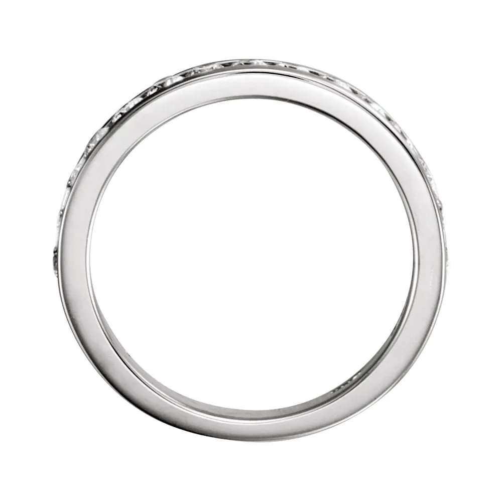 14k White Gold 1/2 CTW Diamond Band for 6.5mm Round Engagement Ring, Size 7