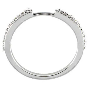 14k White Gold 1/8 CTW Diamond Band for 5X5MM Engagement, Size 7
