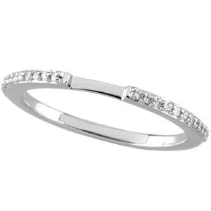 14k White Gold 1/8 CTW Diamond Band for 5X5MM Engagement, Size 7
