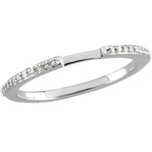 14k White Gold 1/8 CTW Diamond Band for 5X5MM Engagement, Size 7