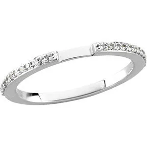 14k White Gold 1/8 CTW Diamond Band for 6X6MM Engagement, Size 7