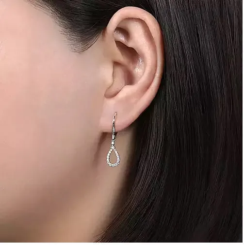 14K White Gold .24cttw Diamond Pear Shaped Drop Earrings