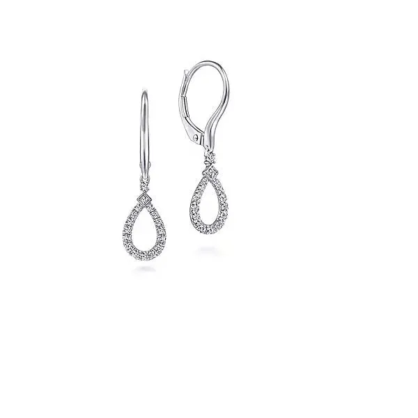 14K White Gold .24cttw Diamond Pear Shaped Drop Earrings
