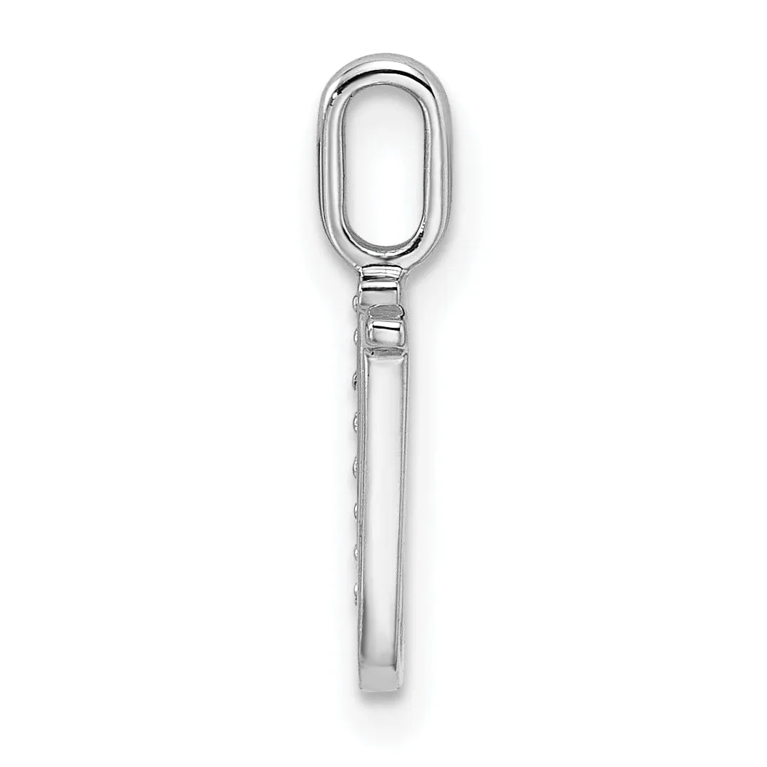 14K White Gold Diamond 0.028-CT Letter U Initial Charm Pendant