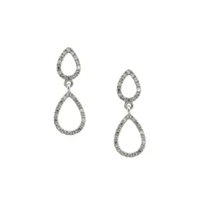 14K White Gold Diamond Pear Shape Dangle Earrings