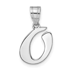 14k White Gold Script Design Letter O Initial Pendant